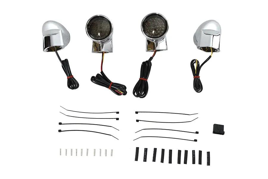 Wyatt Gatling Chrome Revox Bullet LED Turn Signal Lamp Kit for Harley Davidson FLH 1994-2003 by Wyatt Gatling