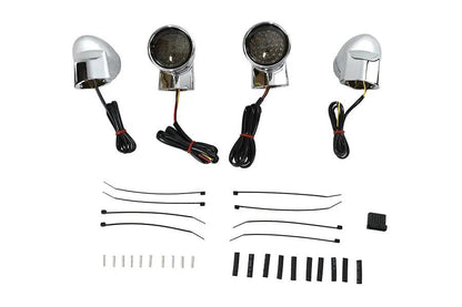 Wyatt Gatling Chrome Revox Bullet LED Turn Signal Lamp Kit for Harley Davidson FLH 1994-2003 by Wyatt Gatling
