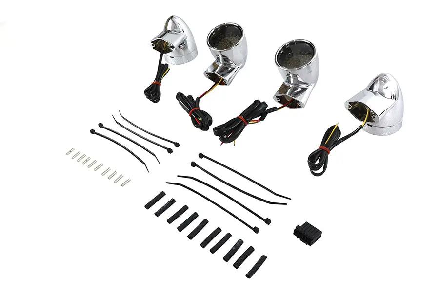 Wyatt Gatling Chrome Revox Bullet LED Turn Signal Lamp Kit for Harley Davidson FLH 1994-2003 by Wyatt Gatling