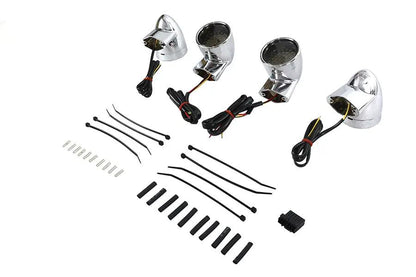 Wyatt Gatling Chrome Revox Bullet LED Turn Signal Lamp Kit for Harley Davidson FLH 1994-2003 by Wyatt Gatling