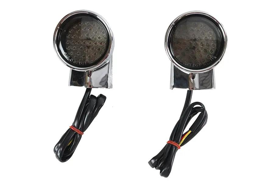 Wyatt Gatling Chrome Revox Bullet LED Front Turn Signal Set – Fits Harley Davidson FLH 1994-2003 by Wyatt Gatling