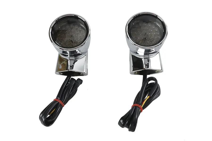 Wyatt Gatling Chrome Revox Bullet LED Front Turn Signal Set – Fits Harley Davidson FLH 1994-2003 by Wyatt Gatling