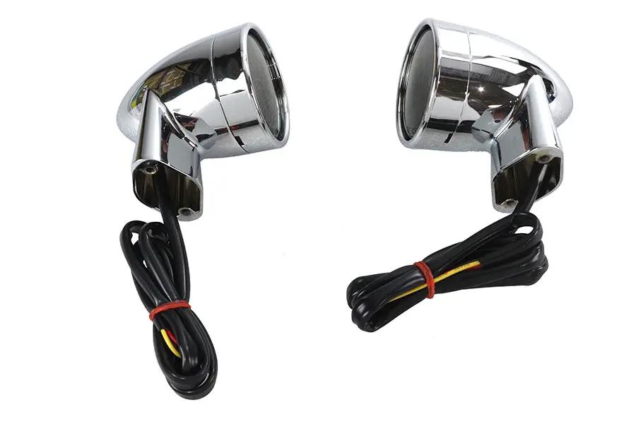 Wyatt Gatling Chrome Revox Bullet LED Front Turn Signal Set – Fits Harley Davidson FLH 1994-2003 by Wyatt Gatling