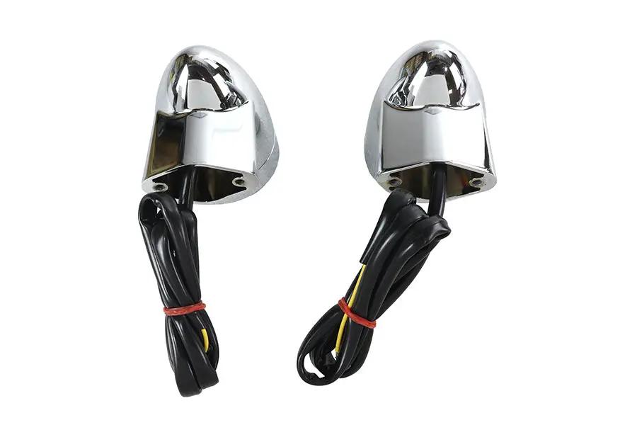 Wyatt Gatling Chrome Revox Bullet LED Front Turn Signal Set – Fits Harley Davidson FLH 1994-2003 by Wyatt Gatling