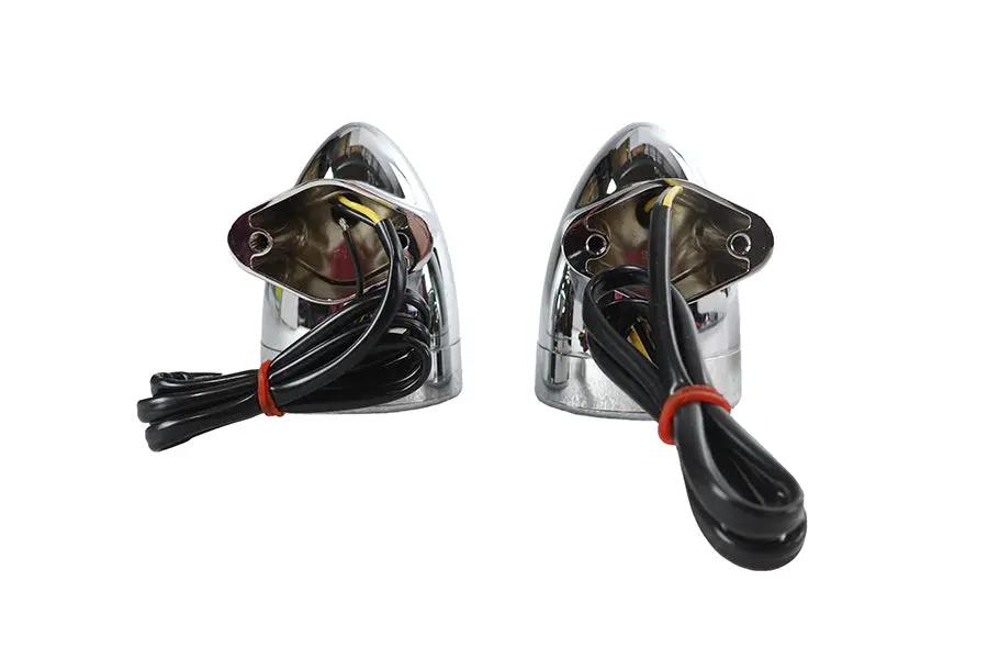 Wyatt Gatling Chrome Revox Bullet LED Rear Turn Signal Set for Harley Davidson FLH (1994-2003) by Wyatt Gatling