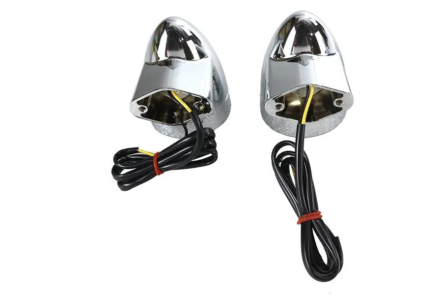 Wyatt Gatling Chrome Revox Bullet LED Rear Turn Signal Set for Harley Davidson FLH (1994-2003) by Wyatt Gatling