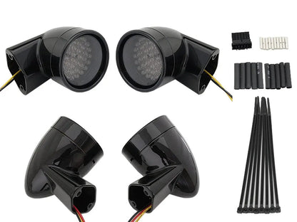 Wyatt Gatling Black Revox Bullet LED Turn Signal Lamp Kit for Harley Davidson FLH 1994-2003 by Wyatt Gatling