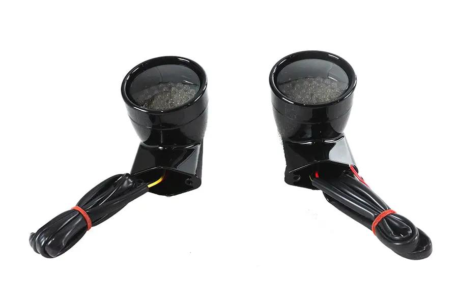 Wyatt Gatling Black Revox Bullet LED Front Turn Signal Set for Harley Davidson FLH 1994-2003 by Wyatt Gatling