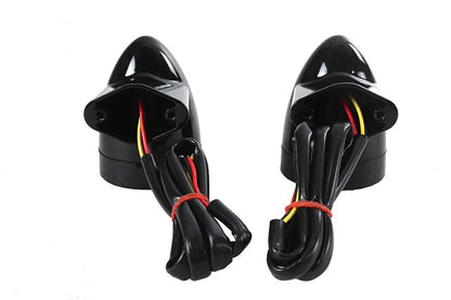 Wyatt Gatling Black Revox Bullet LED Front Turn Signal Set for Harley Davidson FLH 1994-2003 by Wyatt Gatling