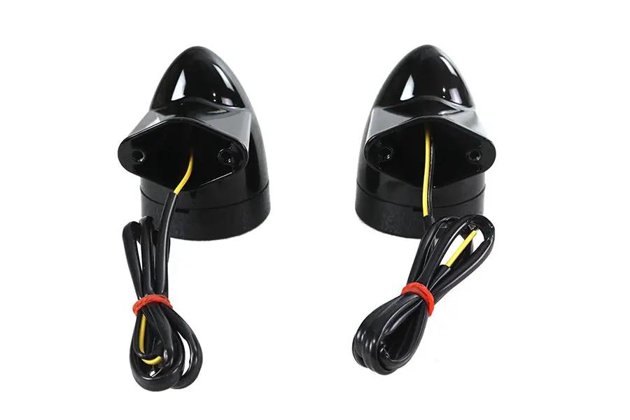 Wyatt Gatling Black Revox Bullet LED Rear Turn Signal Set for Harley Davidson FLH (1994-2003) by Wyatt Gatling