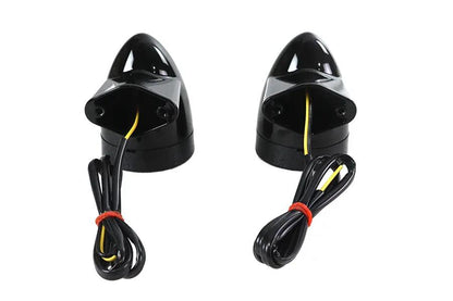 Wyatt Gatling Black Revox Bullet LED Rear Turn Signal Set for Harley Davidson FLH (1994-2003) by Wyatt Gatling