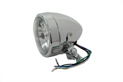 V-Twin Factory Sample 4 inch Round Headlamp 12 Volt Chrome by V-Twin