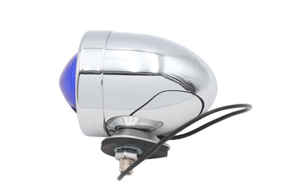 Ultima Chrome Bullet Marker Lamp with Blue Lens and 12V Clear Bulbs — Part #8-103