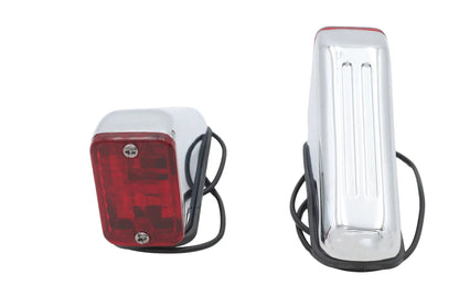 Ultima Chrome Wedge Marker Lamp Set with Red Lens - 12 Volt Vehicle Indicator Lights by Ultima
