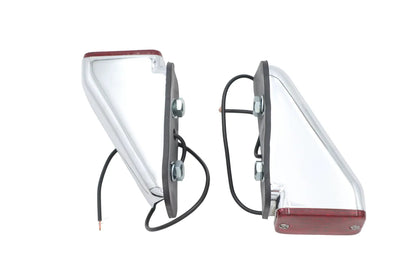 Ultima Chrome Wedge Marker Lamp Set with Red Lens - 12 Volt Vehicle Indicator Lights by Ultima