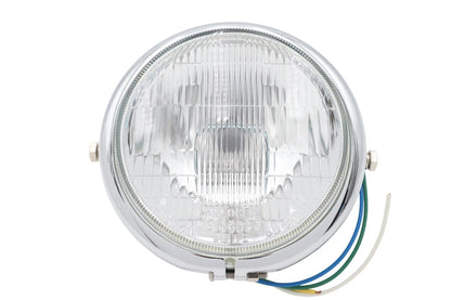 Ultima 8-196 5-3/4 Inch Chrome Side Mount Round Headlamp with H4 Bulb and Blue High Beam Indicator by Ultima