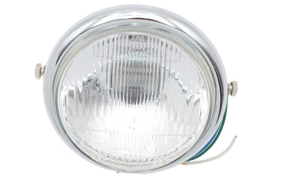 Ultima 8-196 5-3/4 Inch Chrome Side Mount Round Headlamp with H4 Bulb and Blue High Beam Indicator by Ultima