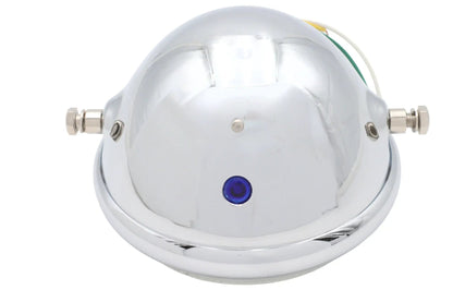 Ultima 8-196 5-3/4 Inch Chrome Side Mount Round Headlamp with H4 Bulb and Blue High Beam Indicator by Ultima