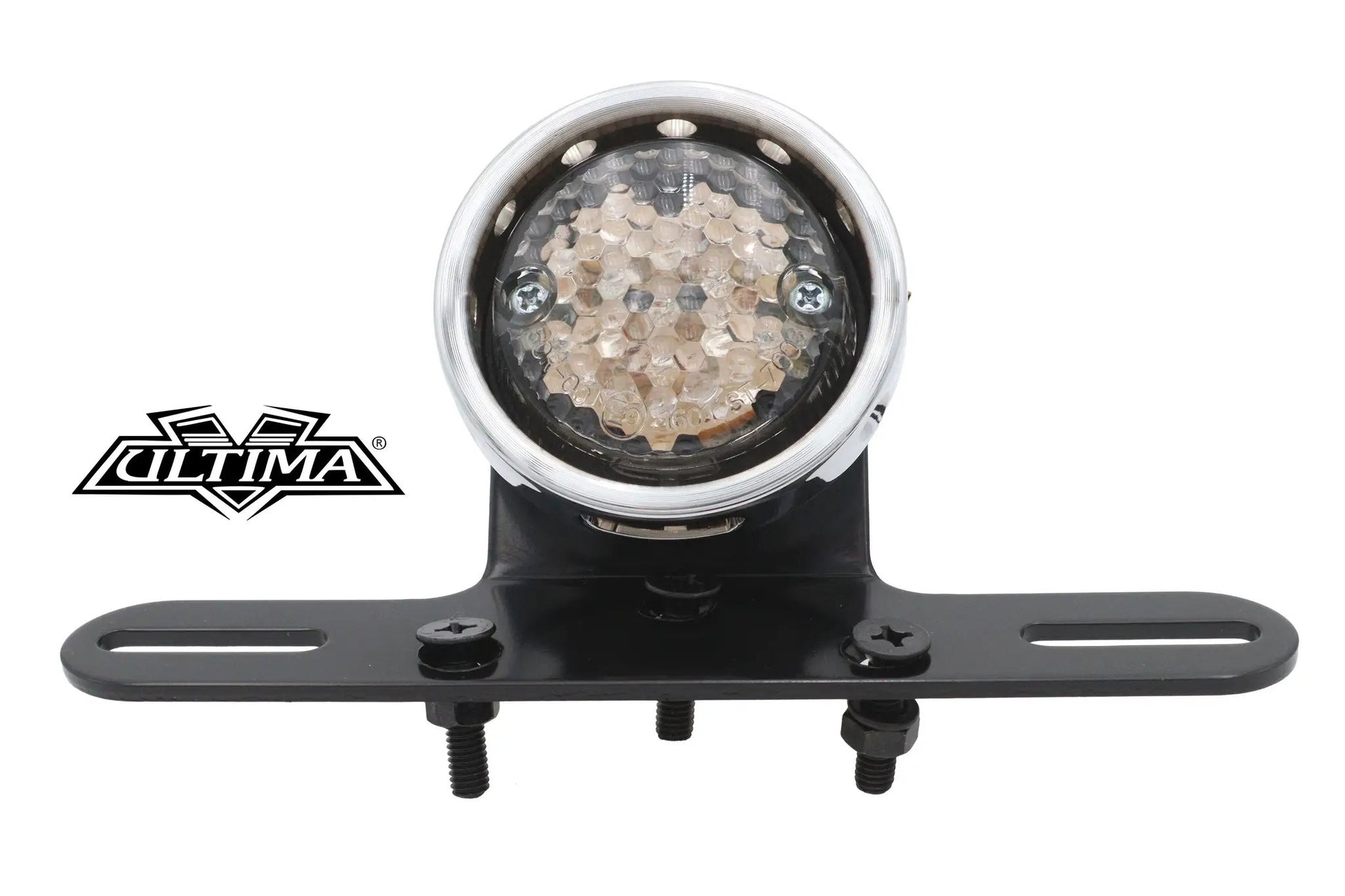Ultima 8-233 Drilled Chrome Bezel Tail Lamp with Red LED and License Plate Light by Ultima