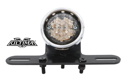 Ultima 8-233 Drilled Chrome Bezel Tail Lamp with Red LED and License Plate Light by Ultima
