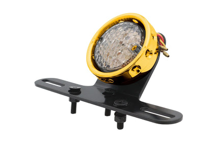 Ultima 8-234 Drilled Gold Bezel Tail Lamp with Bright Red LED and License Plate Illumination by Ultima