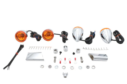 Ultima Chrome Bullet Style Turn Signal Kit - 8-286 for Harley Davidson 2001-2002 Models by Ultima