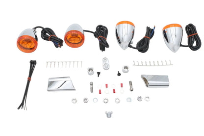 Ultima Chrome Bullet Style Turn Signal Kit - 8-286 for Harley Davidson 2001-2002 Models by Ultima