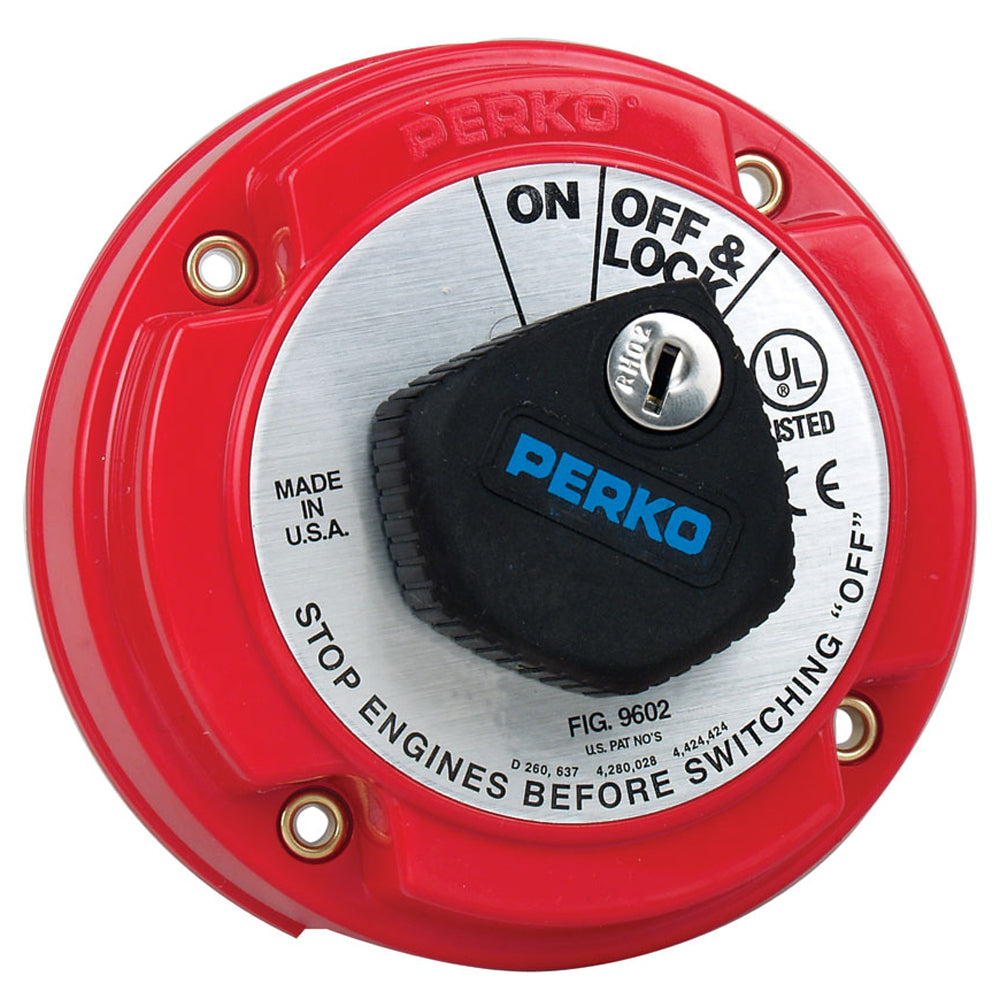 Perko 9602DP Medium Duty Main Battery Disconnect Switch with Key Lock for Marine and Automotive Use