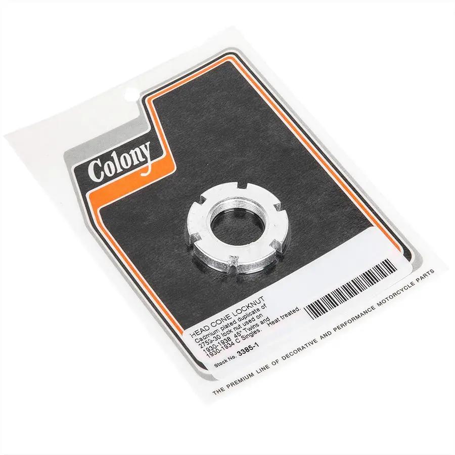 Colony Cadmium Plated Stem Head Cone Lock Nut for Harley Davidson (Part #3385-1) by Colony