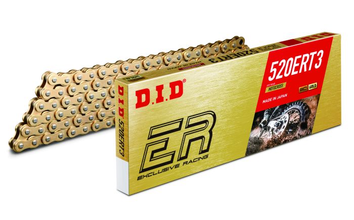 D.I.D 520ERT3 Gold Non-Sealed Motorcycle Chain, 120-Link, Part 520ERT3120RB