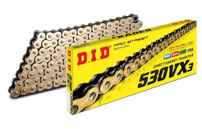 D.I.D X-Ring Chain 530VX3 Gold & Black 150ZB for Motorcycles