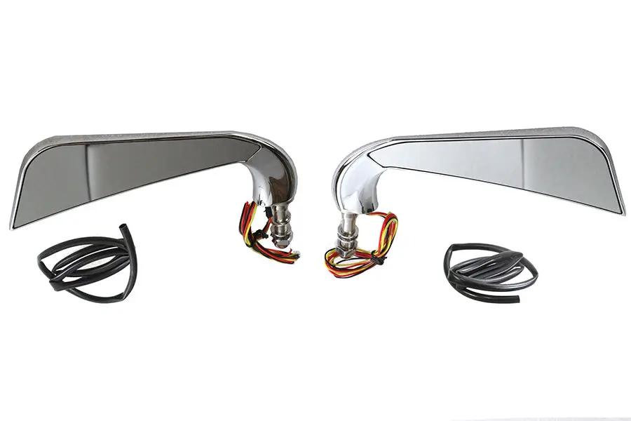 Wyatt Gatling M60-6356LED Evil Eye Mirror Set with Billet Stems and LED Turn Signals by Wyatt Gatling