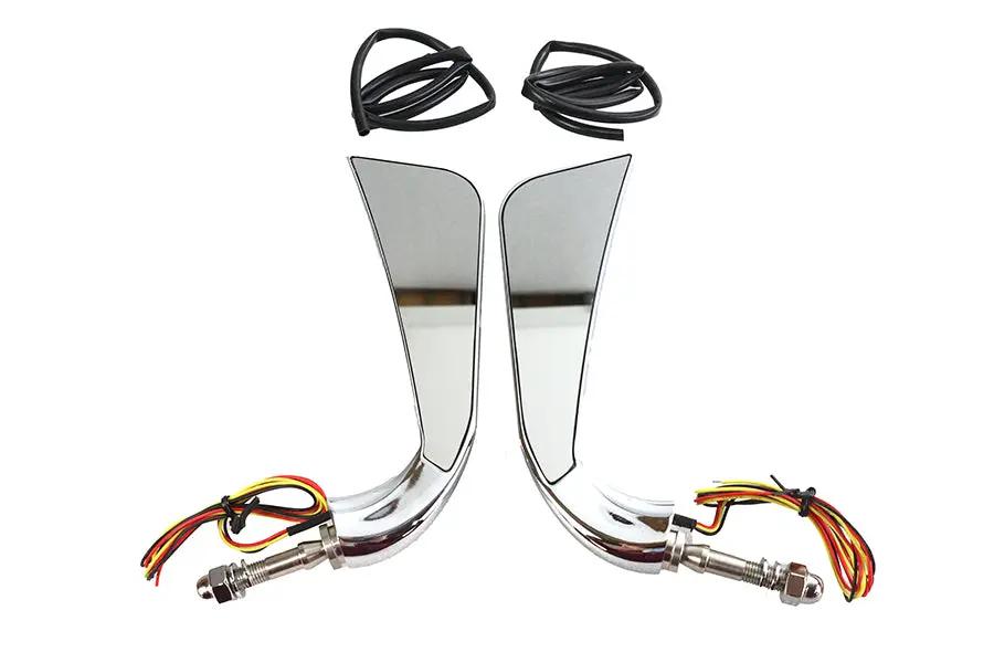 Wyatt Gatling M60-6356LED Evil Eye Mirror Set with Billet Stems and LED Turn Signals by Wyatt Gatling