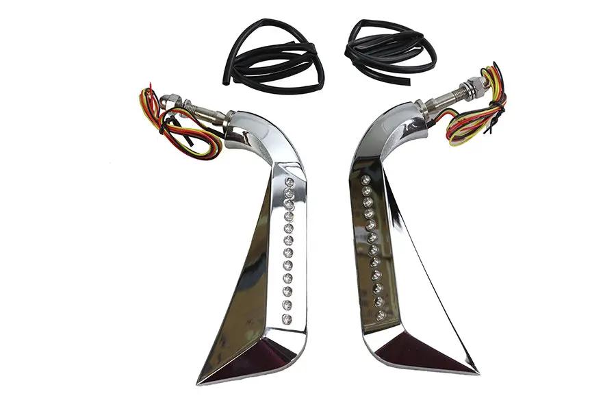 Wyatt Gatling M60-6356LED Evil Eye Mirror Set with Billet Stems and LED Turn Signals by Wyatt Gatling