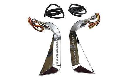 Wyatt Gatling M60-6356LED Evil Eye Mirror Set with Billet Stems and LED Turn Signals by Wyatt Gatling