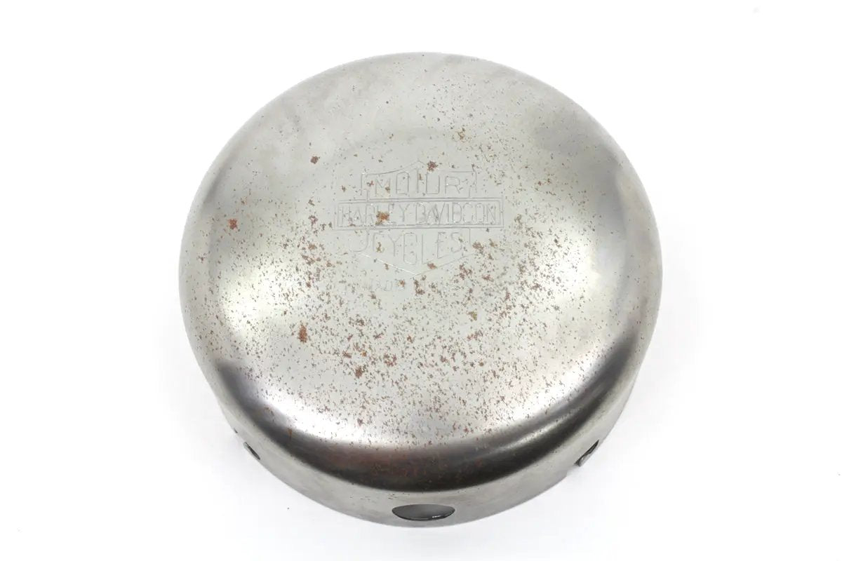 V-Twin Raw 6 Inch Air Cleaner Cover with Logo for Harley Davidson UL & WL Models - Part B-8843-HD by V-Twin