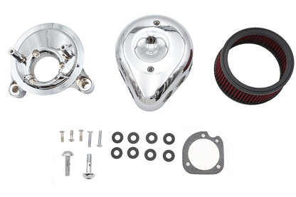V-Twin Mini Teardrop Air Cleaner Kit Chrome for Harley Davidson FLT & FLST Models