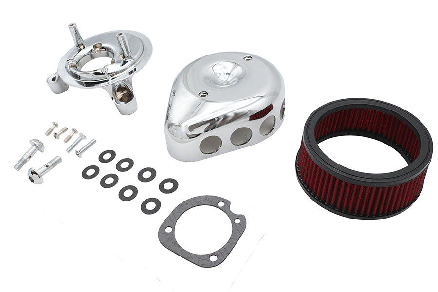 V-Twin Mini Teardrop Air Cleaner Kit Chrome for Harley Davidson FLT & FLST Models