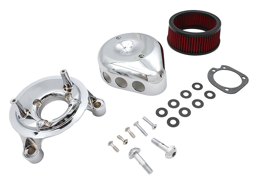V-Twin Mini Teardrop Air Cleaner Kit Chrome for Harley Davidson FLT & FLST Models