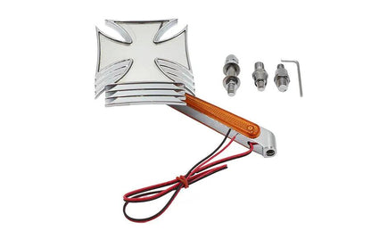 Wyatt Gatling Chrome Maltese Style Mirror with Billet LED Stem for Harley Davidson (Part #60-6248TL) by Wyatt Gatling