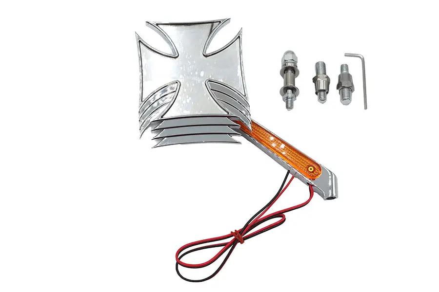 Wyatt Gatling Chrome Maltese Style Mirror with Billet LED Stem for Harley Davidson (Part #60-6248TL) by Wyatt Gatling