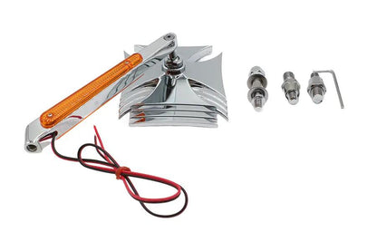 Wyatt Gatling Chrome Maltese Style Mirror with Billet LED Stem for Harley Davidson (Part #60-6248TL) by Wyatt Gatling