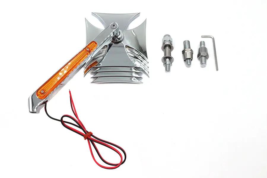 Wyatt Gatling Chrome Maltese Style Mirror with Billet LED Stem for Harley Davidson (Part #60-6248TL) by Wyatt Gatling