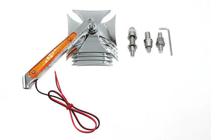 Wyatt Gatling Chrome Maltese Style Mirror with Billet LED Stem for Harley Davidson (Part #60-6248TL) by Wyatt Gatling