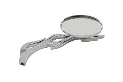 Wyatt Gatling Chrome Oval Mirror with Billet Flame Stem for Harley Davidson (Part #76259B3) by Wyatt Gatling