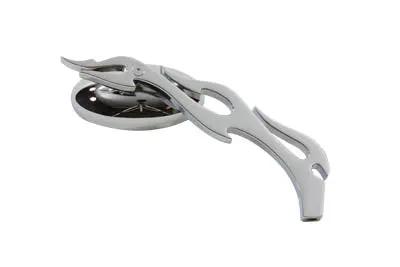 Wyatt Gatling Chrome Oval Mirror with Billet Flame Stem for Harley Davidson (Part #76259B3) by Wyatt Gatling