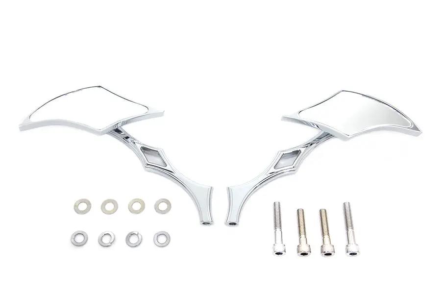 Wyatt Gatling Chrome Diamond Mirror Set with Billet Diamond Stems for Harley Davidson (Part #76254 L+R) by Wyatt Gatling