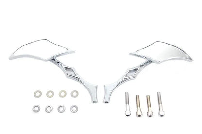 Wyatt Gatling Chrome Diamond Mirror Set with Billet Diamond Stems for Harley Davidson (Part #76254 L+R) by Wyatt Gatling