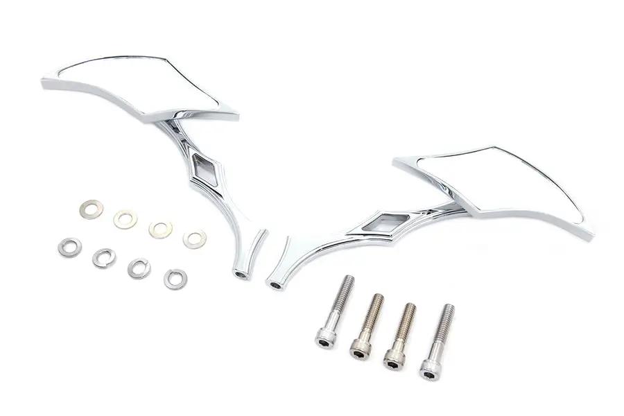 Wyatt Gatling Chrome Diamond Mirror Set with Billet Diamond Stems for Harley Davidson (Part #76254 L+R) by Wyatt Gatling