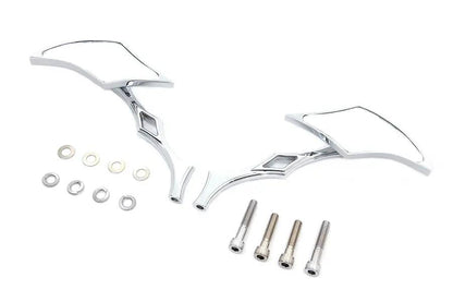 Wyatt Gatling Chrome Diamond Mirror Set with Billet Diamond Stems for Harley Davidson (Part #76254 L+R) by Wyatt Gatling